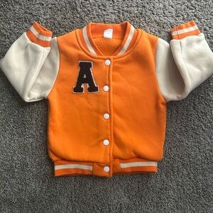 Orange and Cream Kids Varsity Jacket